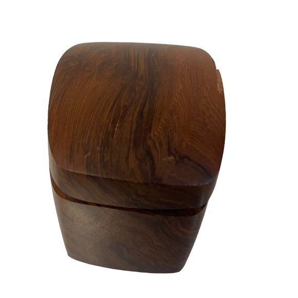 CALIFORNIA REDWOOD Trinket Box Jewelry Keepsake Ring Desk Vanity Handcarved 4x3 - Picture 9 of 10